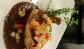 Sautéed Poularde Breast with Tamarind BBQ sauce and Tropical Fruit Salsa