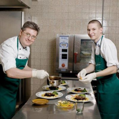 Father and son in the kitchen